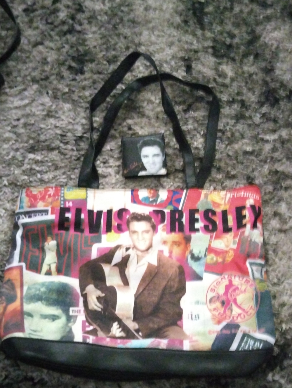 Graphic ELVIS PRESLEYPrint Tote Bag in Multicolor NWOT SMALL CHANGE PURSE W WEAR